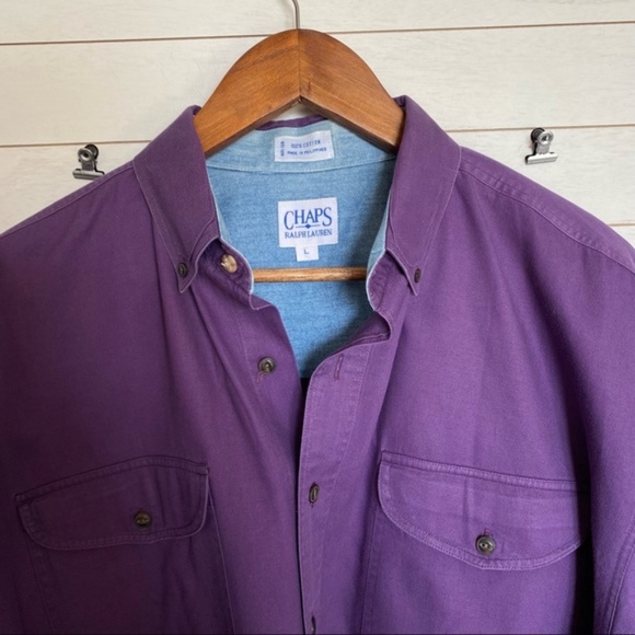 CHAPS RALPH LAUREN long sleeve casual button down vintage size large - Picture 4 of 11